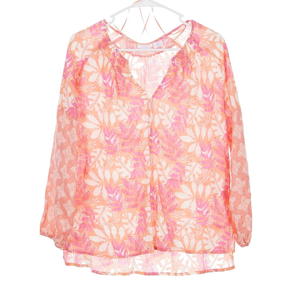 Sigrid Olsen 100% Linen Floral Blouse Small - image 1